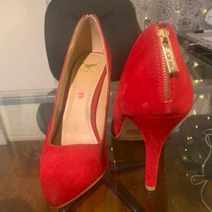 SHEIK Red Shoes with Gold Zipper Size 9